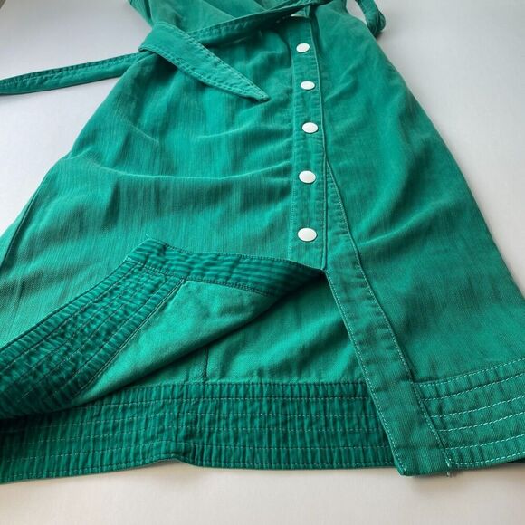 Anthropologie Maeve Elizabeth Green Side Button Denim Green Dress‎ Size 4 Used - Picture 12 of 16